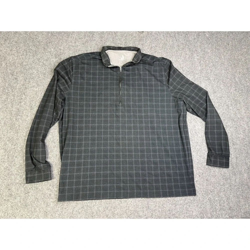 Men's Johnnie-O Gray Plaid 1/4 Zip Sweater Size XL Golf Casual Pullover